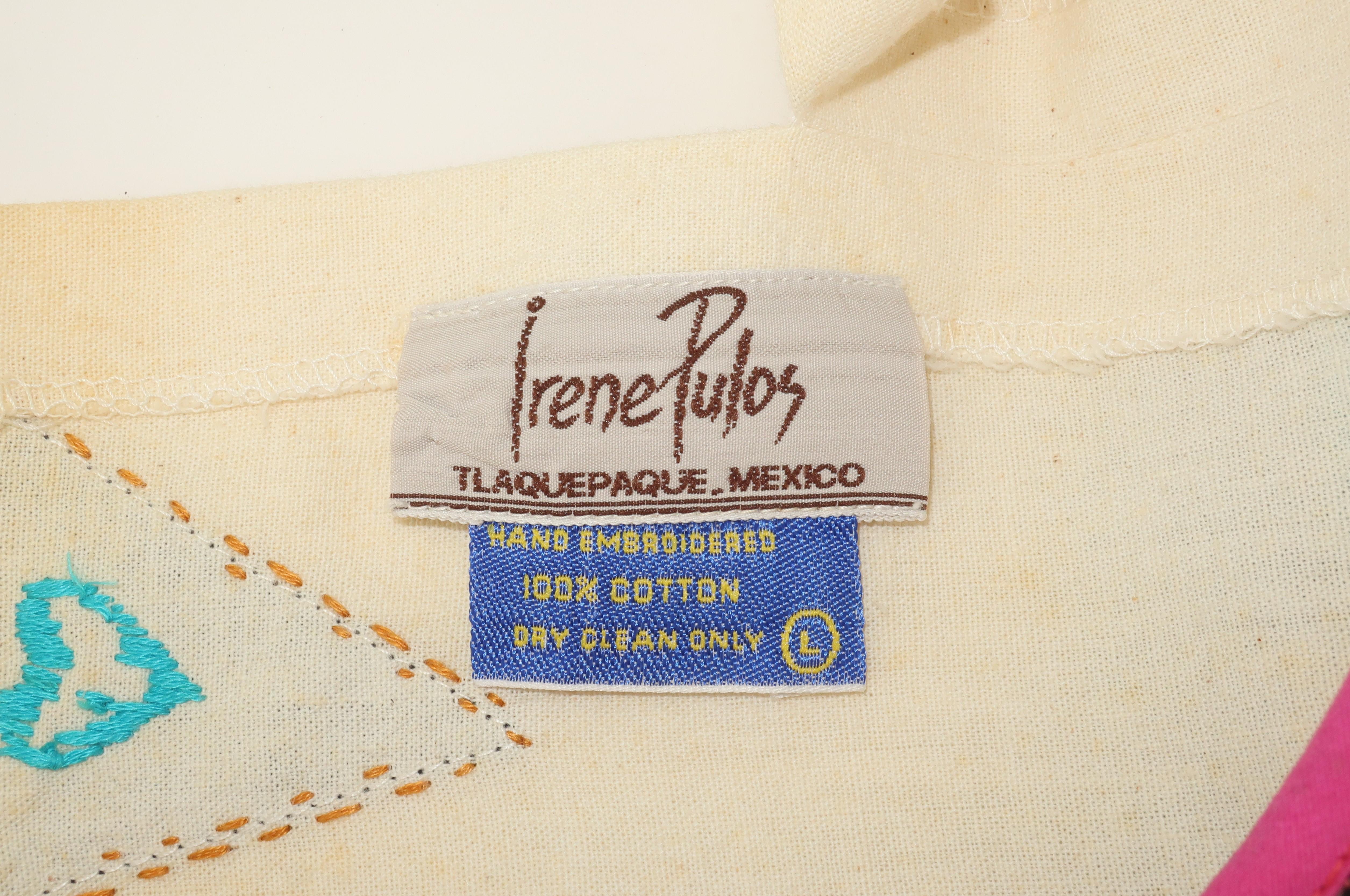 Irene Pulos Mexican Cotton Caftan Dress, 1970's 4