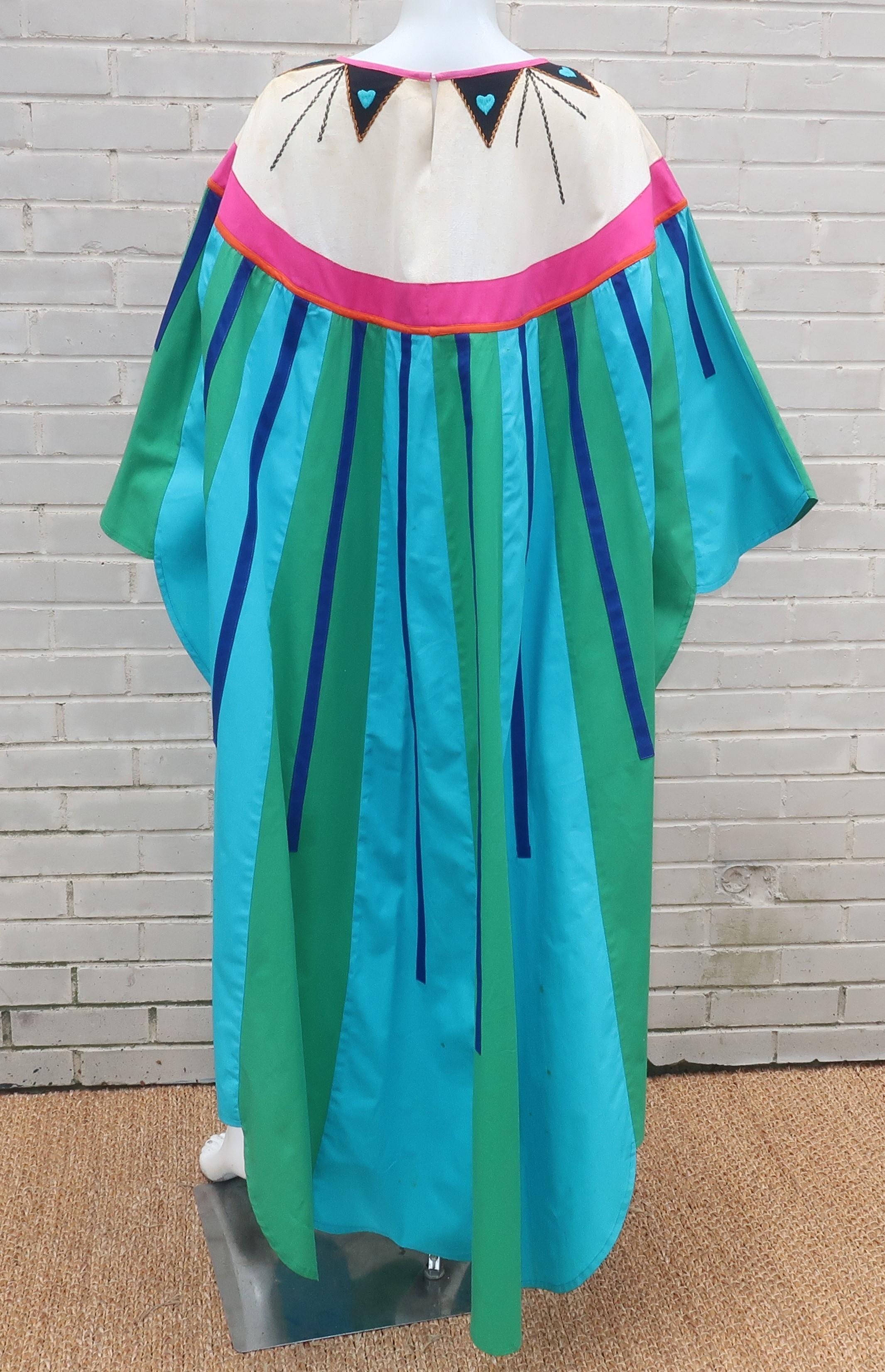 Irene Pulos Mexican Cotton Caftan Dress, 1970's 3