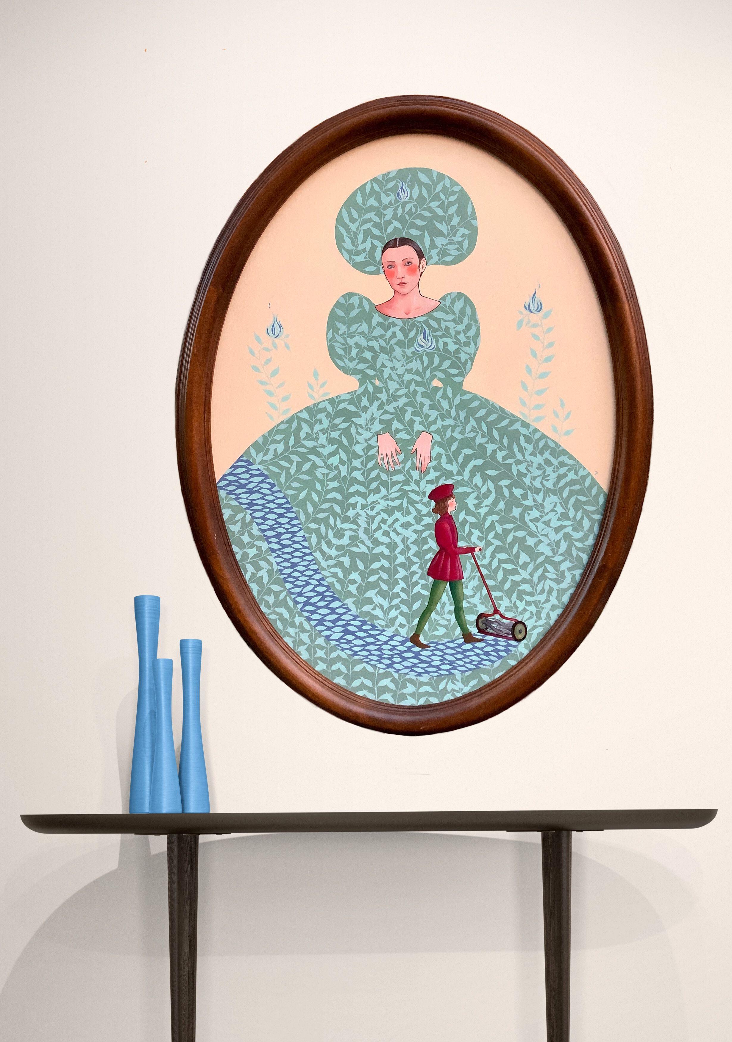 Ecco ligneo fiore, Pittura, Acrilico su pannello di Wood - Painting Surrealismo di Irene Raspollini