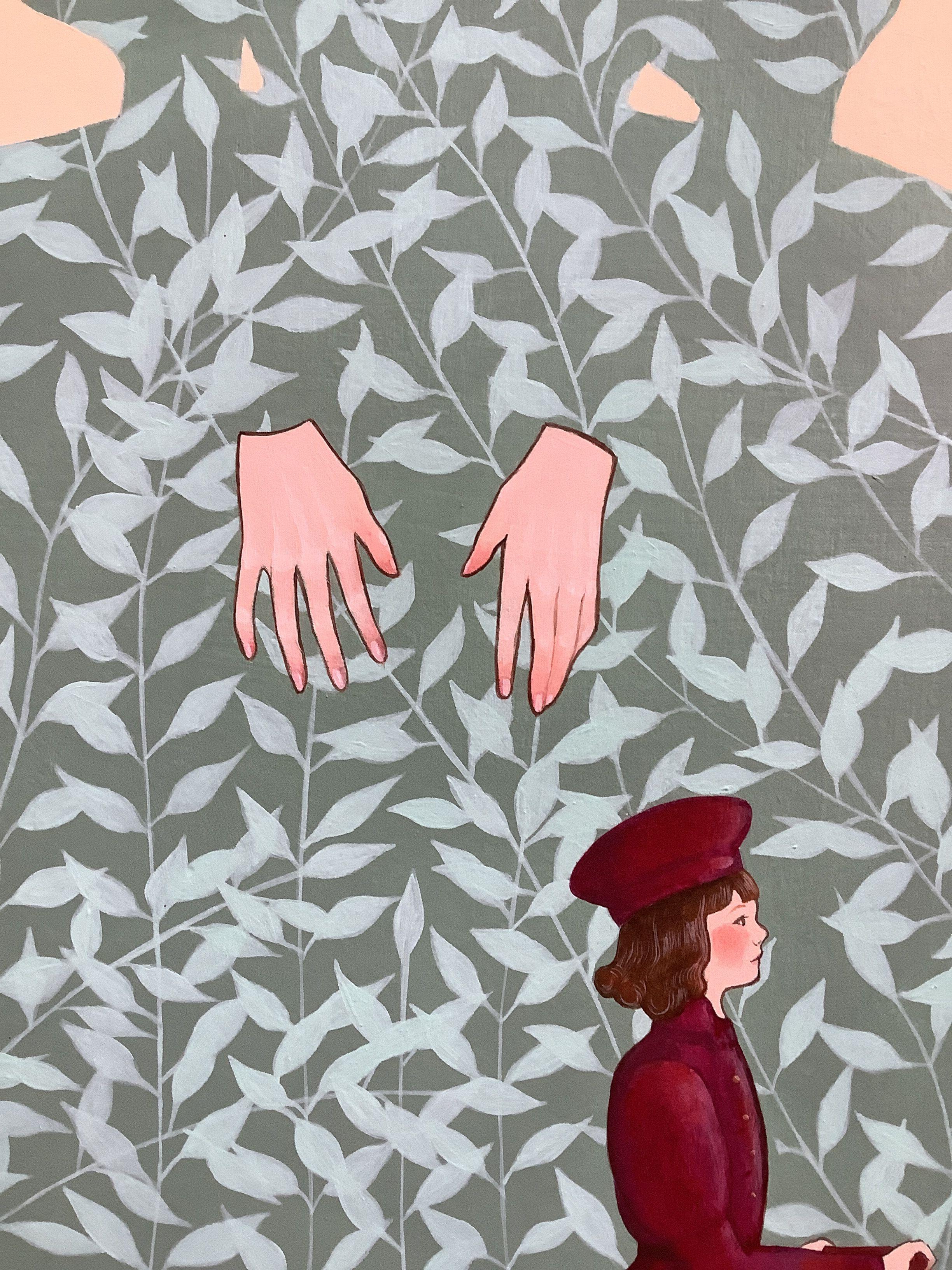 Opere d'arte surreali ispirate alle miniature medievali. La donna, il cui abito genera bellissimi fiori fiammeggianti, ci guarda con il suo sguardo dolce ed enigmatico. Il giardiniere che si occupa di questo meraviglioso giardino è un ragazzo con un