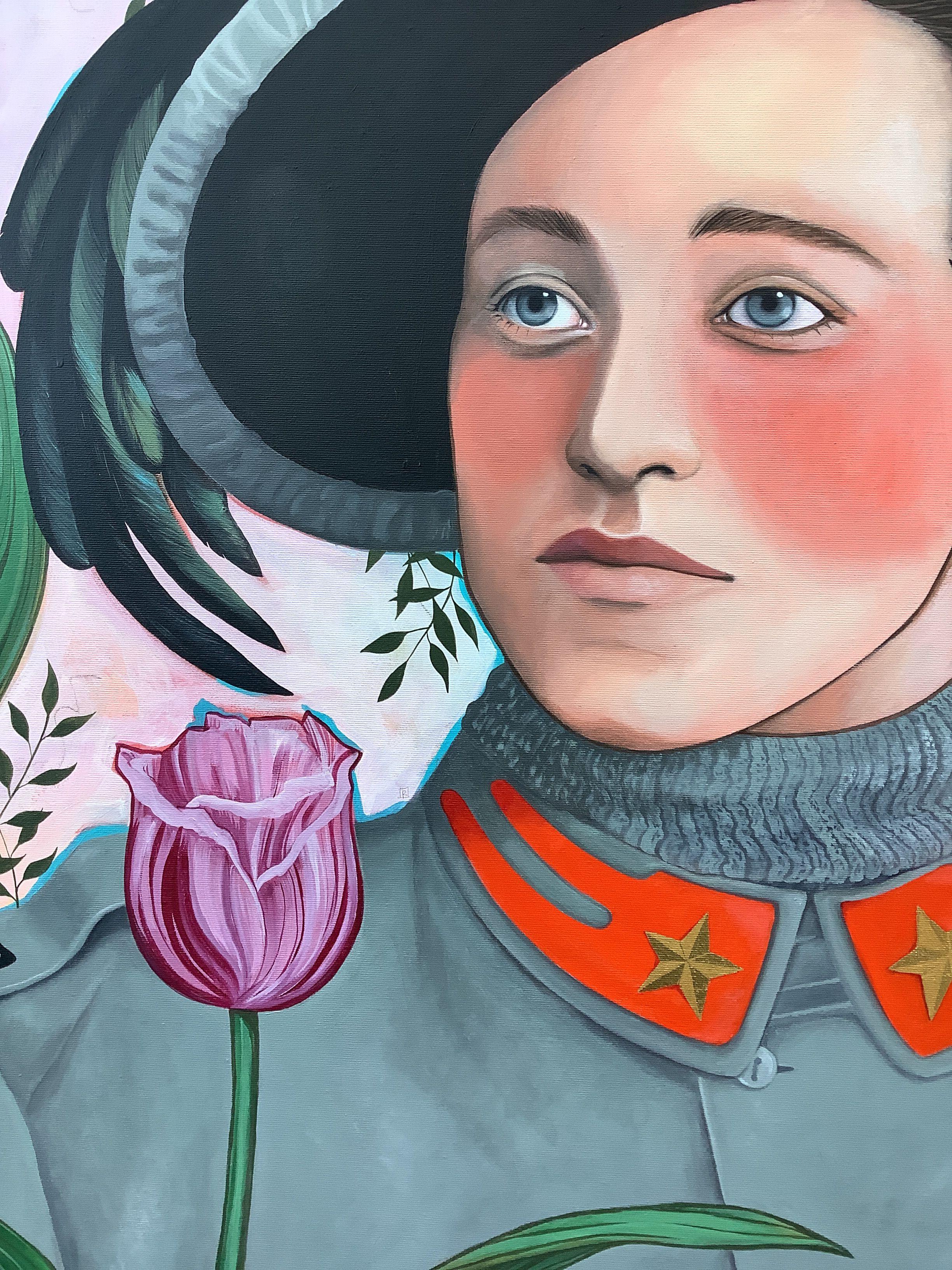 Portrait of an unknown Bersagliere, Painting, Acrylic on Canvas For Sale 1