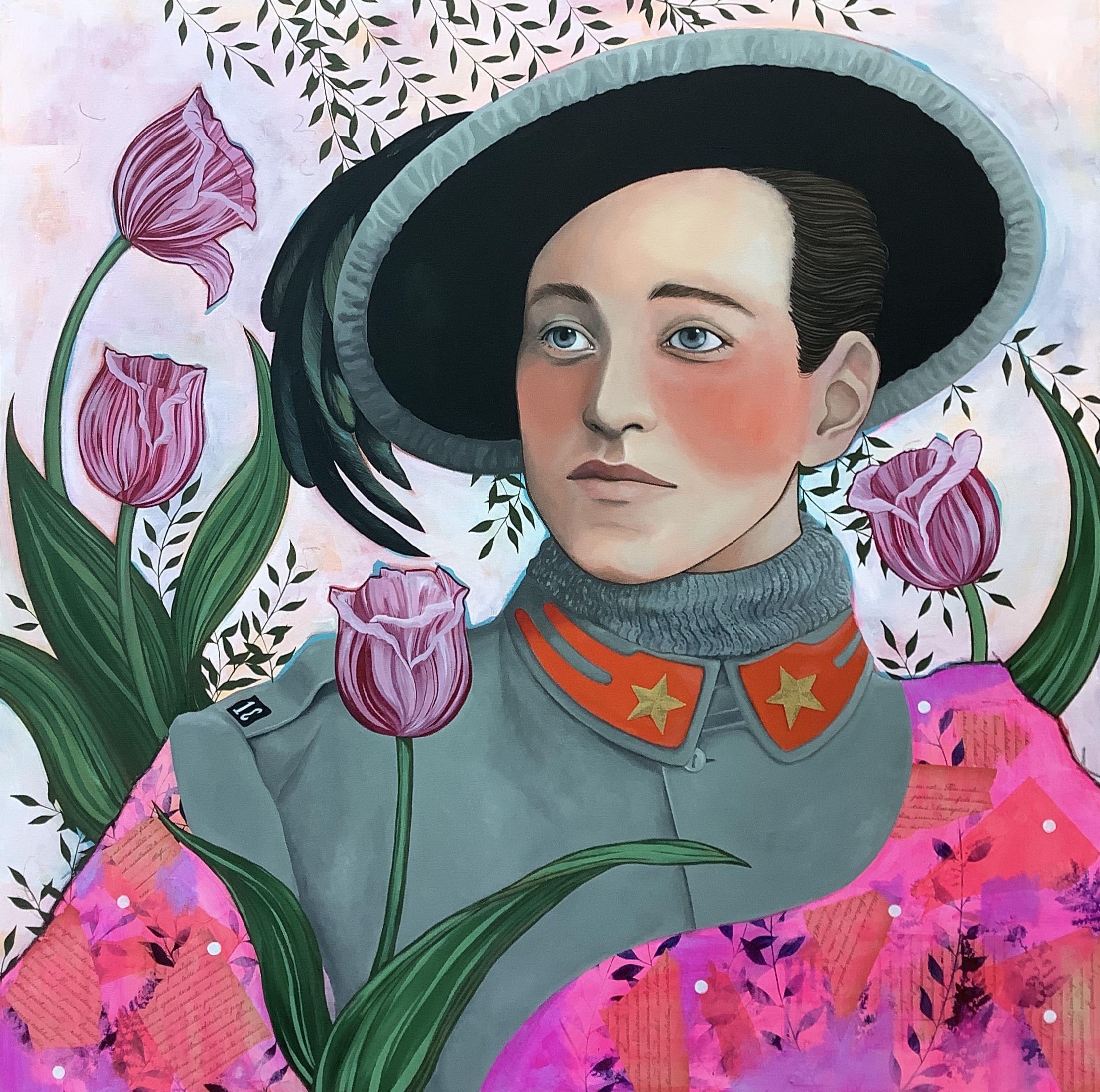 Portrait inspired by an old pic found among the artistâ€™s great granddad things. Unfortunately it has not been possible to know who this young man was. From the kind of uniform, we can tell that he was a â€œBersagliere ciclistaâ€