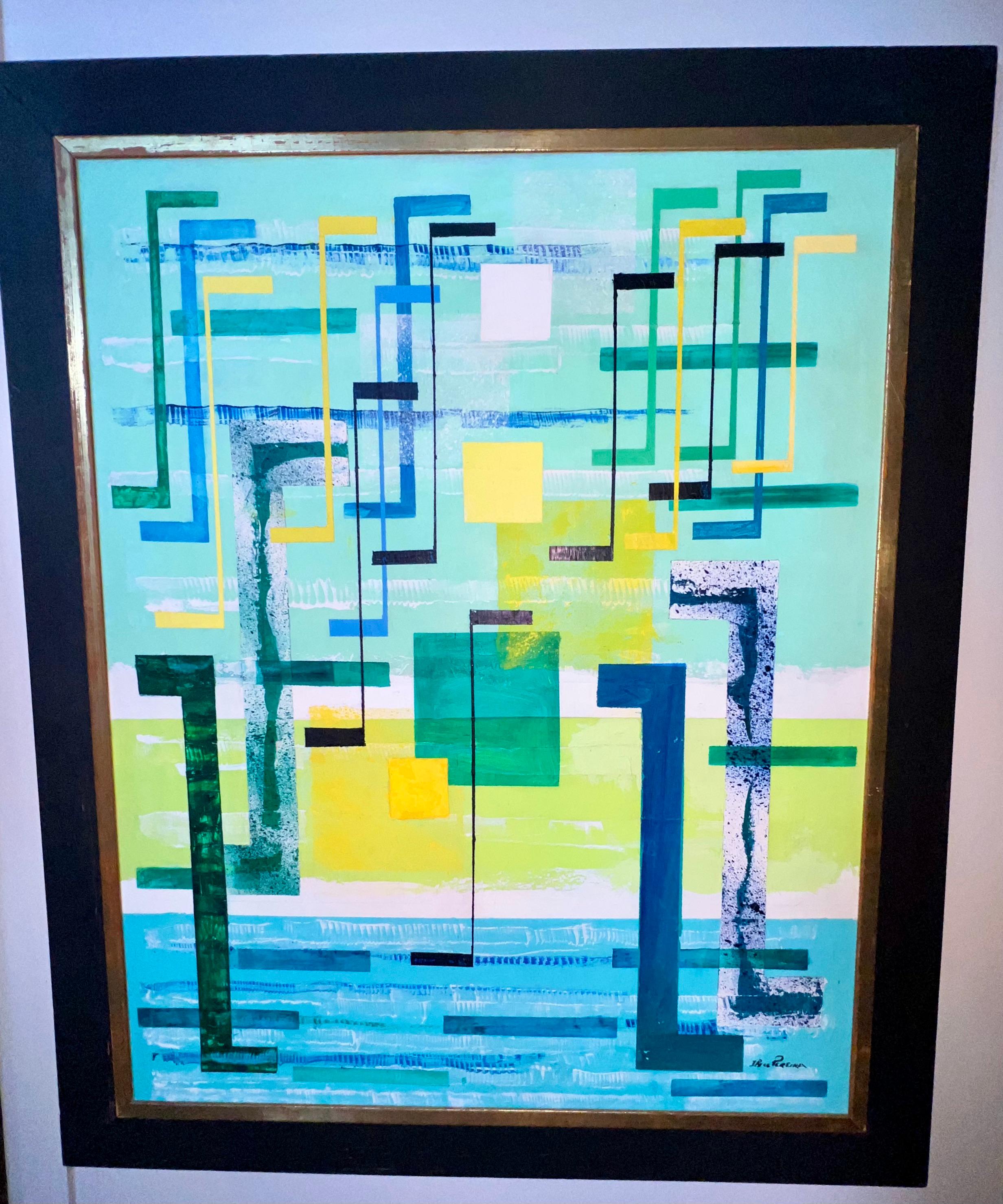 Radiant Reflections Abstract 1950s Oil Mid 20th Century American Woman Artist - Painting by Irene Rice Pereira