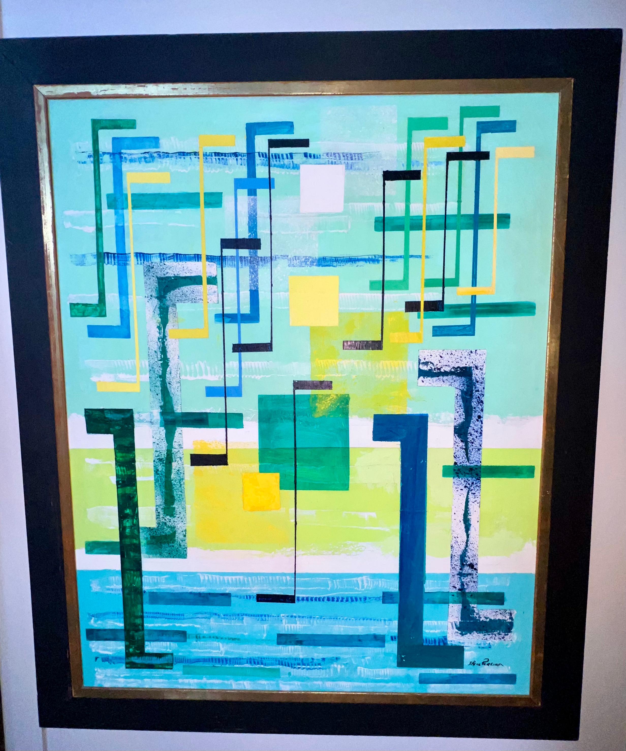 Riflessi radiosi Olio astratto 1950s Metà del XX secolo Artista donna americana - Painting di Irene Rice Pereira