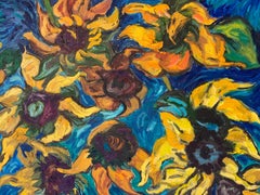 Irene Salley - Happy Sunflowers, Post Impressionist Painting