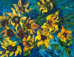 Irene Salley - Happy Sunflowers, Post Impressionist Painting