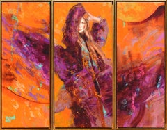 "Entangle" Triptych by Irene Sheri, 48x58 in., Oil/Canvas, Figurative