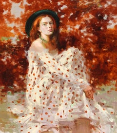 "Polka-Dot", Irene Sheri, Figurative, Impressionism, Original, 62x50, Red, White