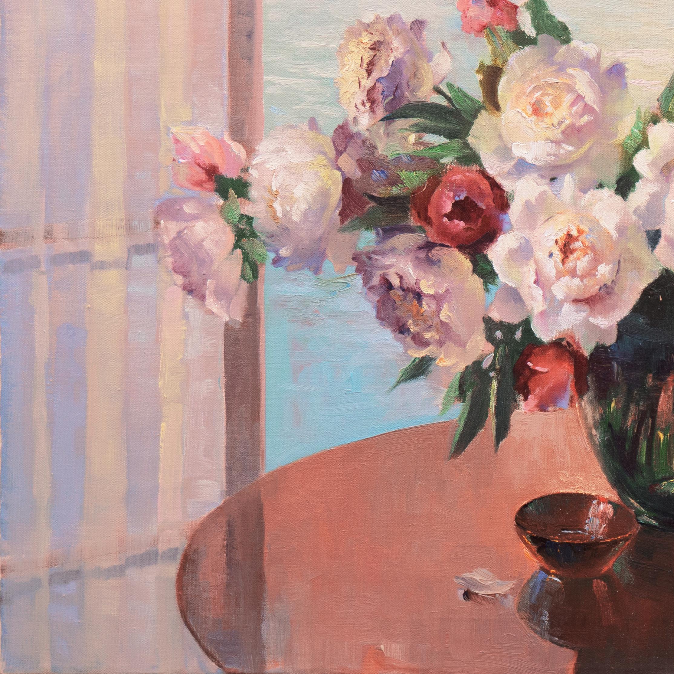 'Still Life of Tulips and Roses', New York, Society of Independent Artists, NAD - Beige Still-Life Painting by Irene Stry