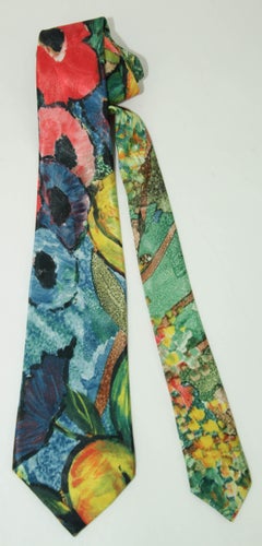 Irene Van Ryb Vintage Silk Neck Tie Multicolor Floral Print France 58"