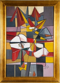 Expressionniste abstraite originale de 1959 de l'artiste féminine new-yorkaise Irene Zevon Musical