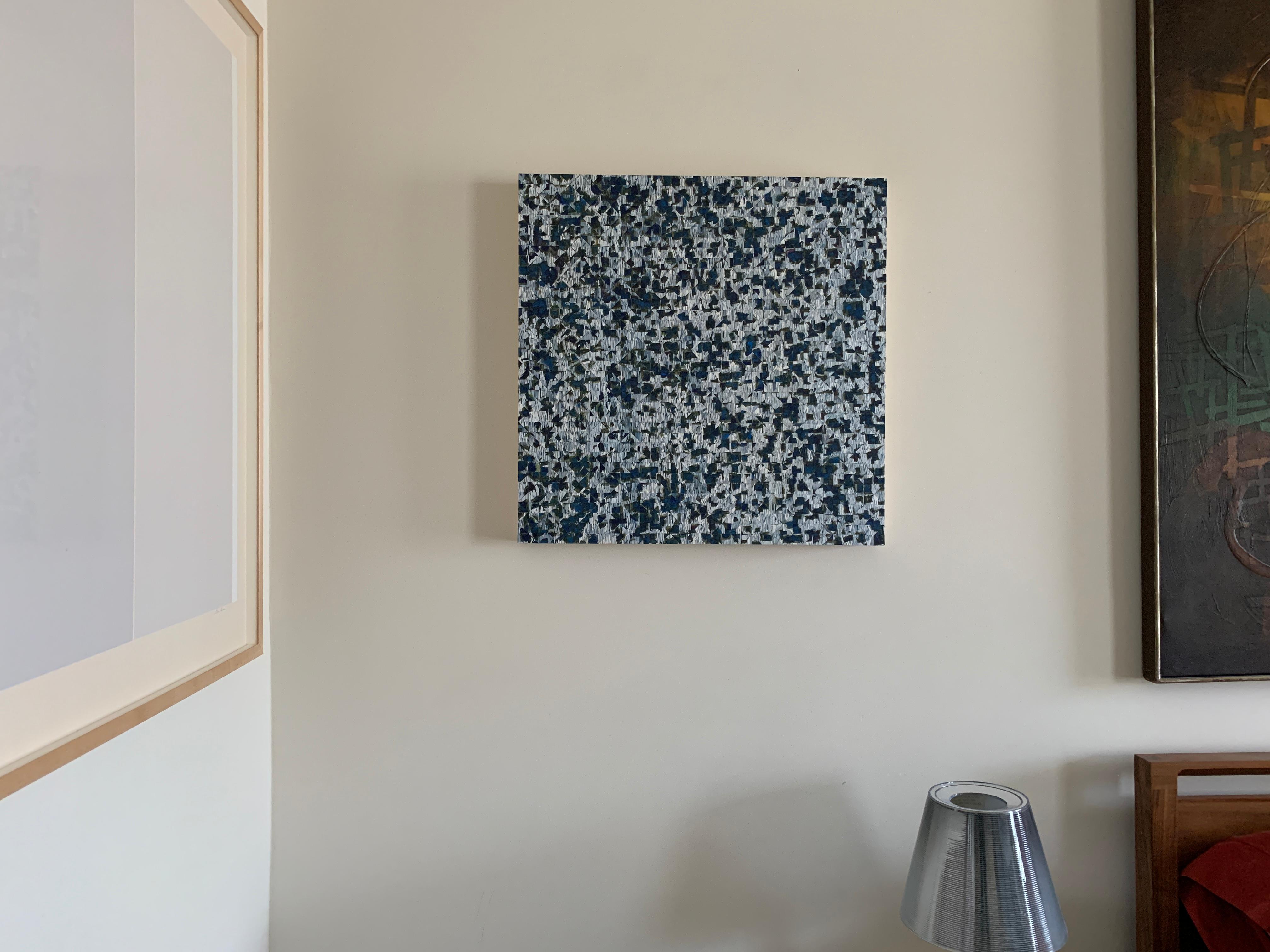 Gray with Blue Quadrants - Art by Irene Zweig