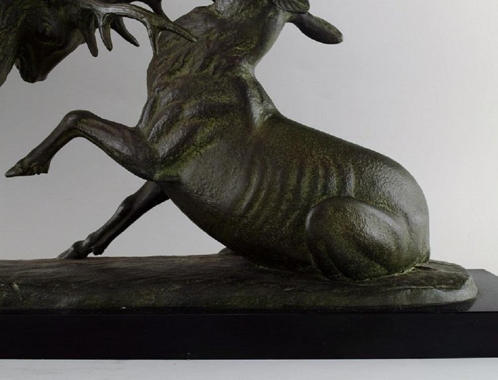 French Irénée Rochard, France, Colossal Sculpture, Fighting Deer For Sale