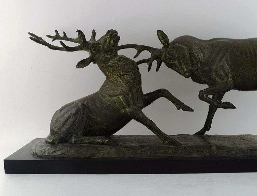 20th Century Irénée Rochard, France, Colossal Sculpture, Fighting Deer For Sale