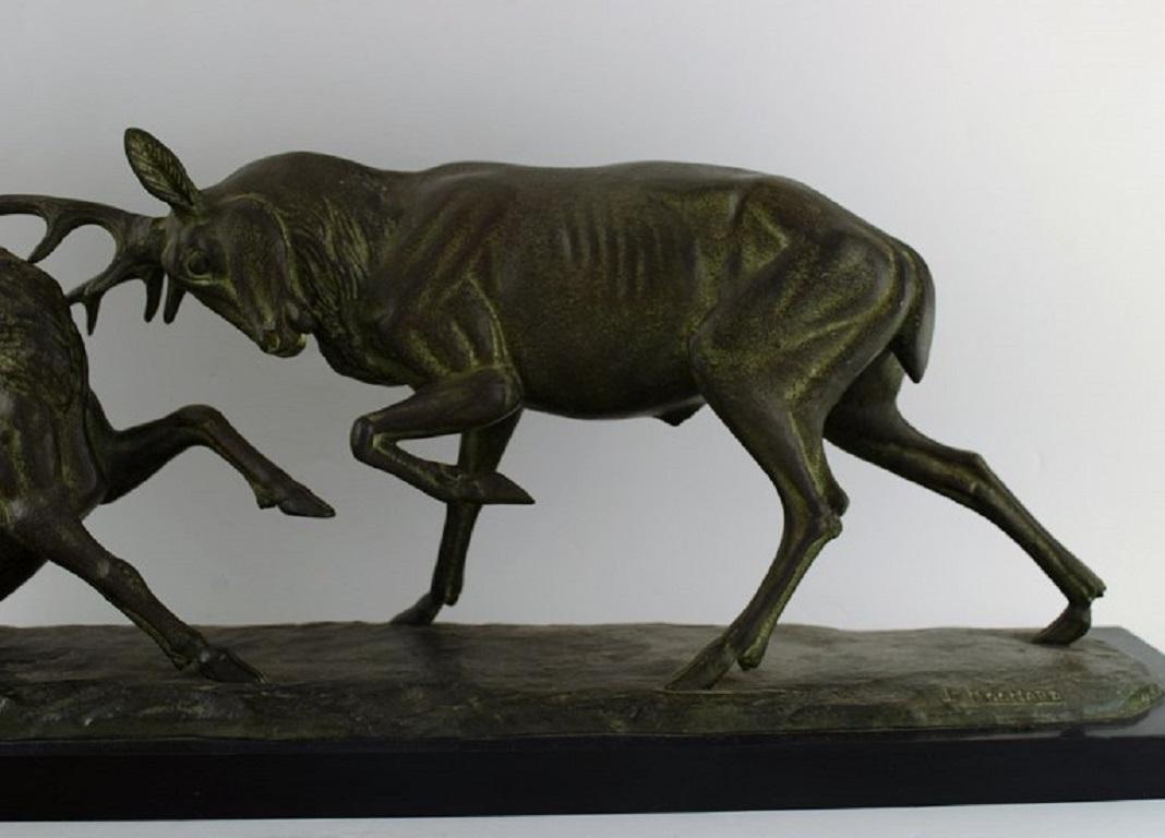 Bronze Irénée Rochard, France, Colossal Sculpture, Fighting Deer For Sale