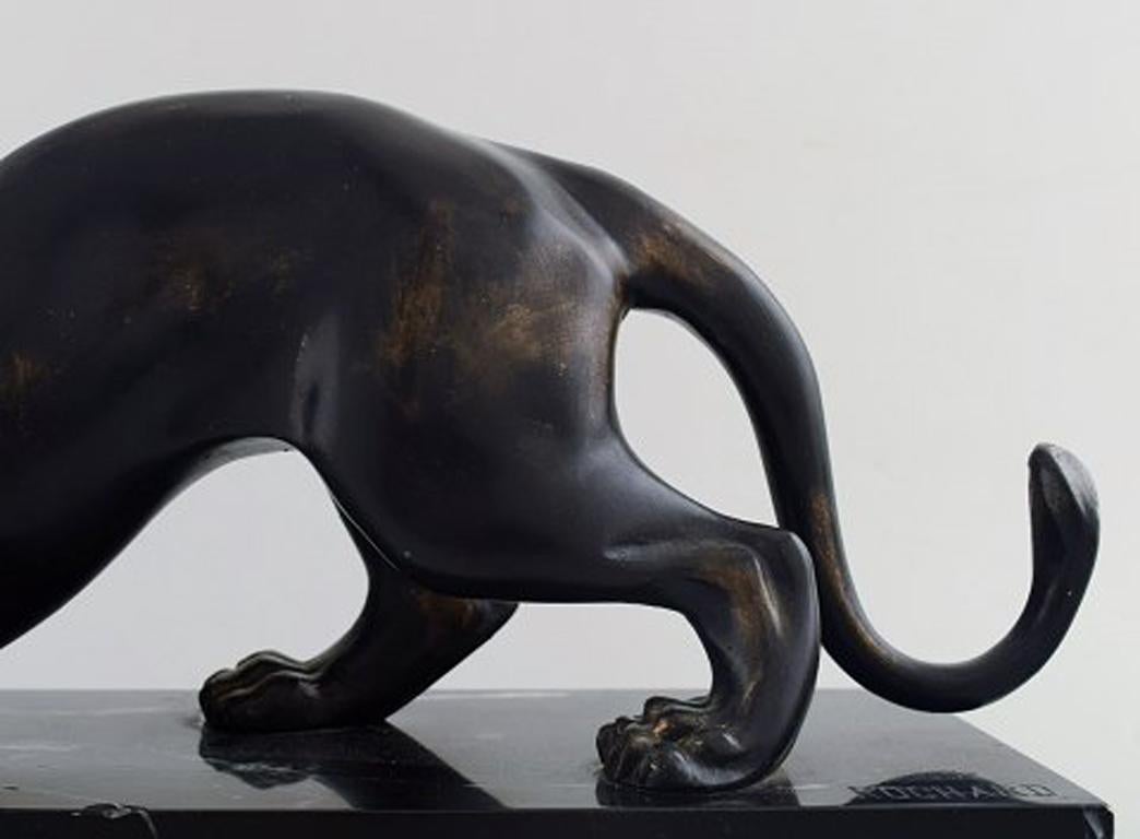 French Irenee Rochard, a Patinated Bronze of a Panther on Base