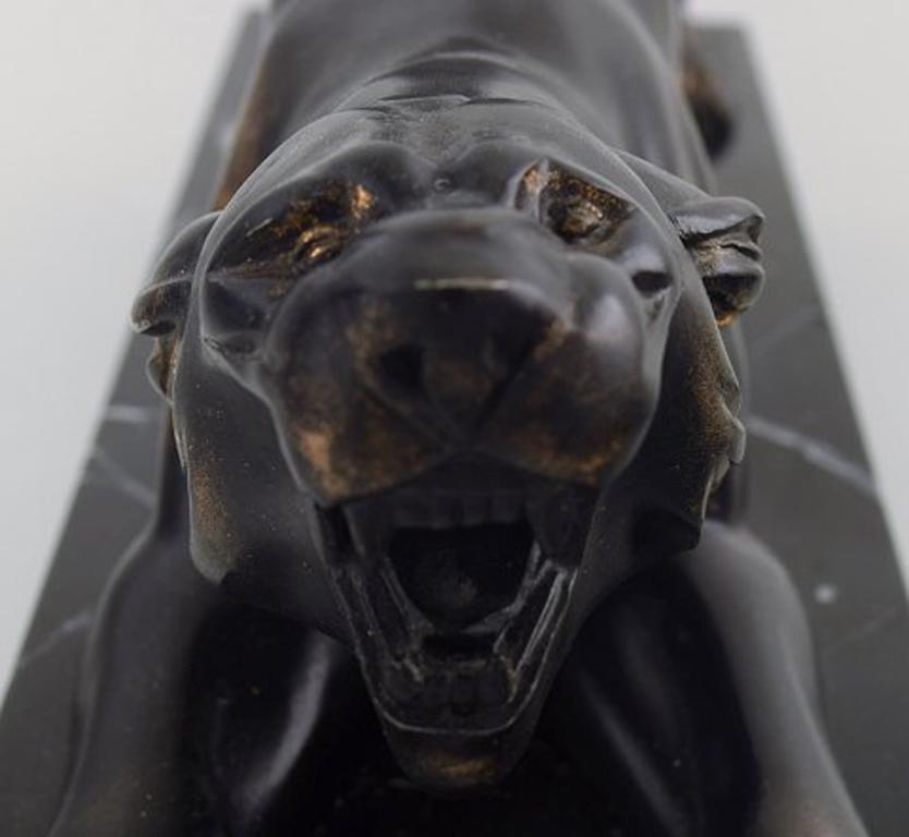 Irenee Rochard, a Patinated Bronze of a Panther on Base In Good Condition In Copenhagen, DK
