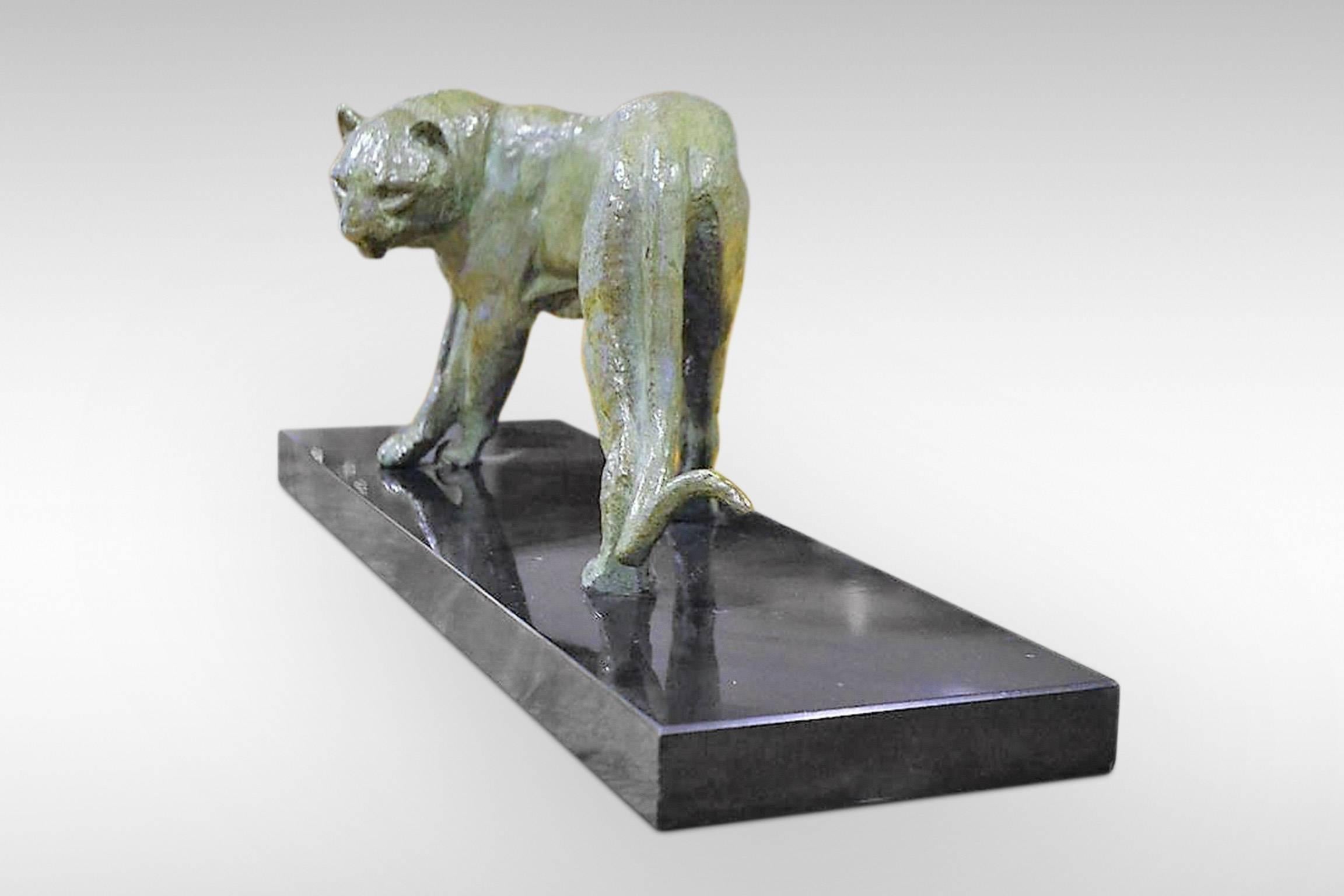 French Irenee Rochard Art Deco Bronze Panther For Sale