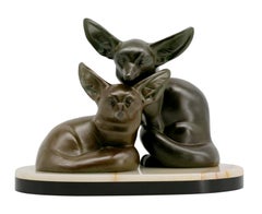 Irénée ROCHARD Art Deco Fennec Couple Sculpture, France, 1920