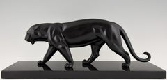 Sculpture Art déco d'Irenée Rochard représentant une panthère noire, France, 1930