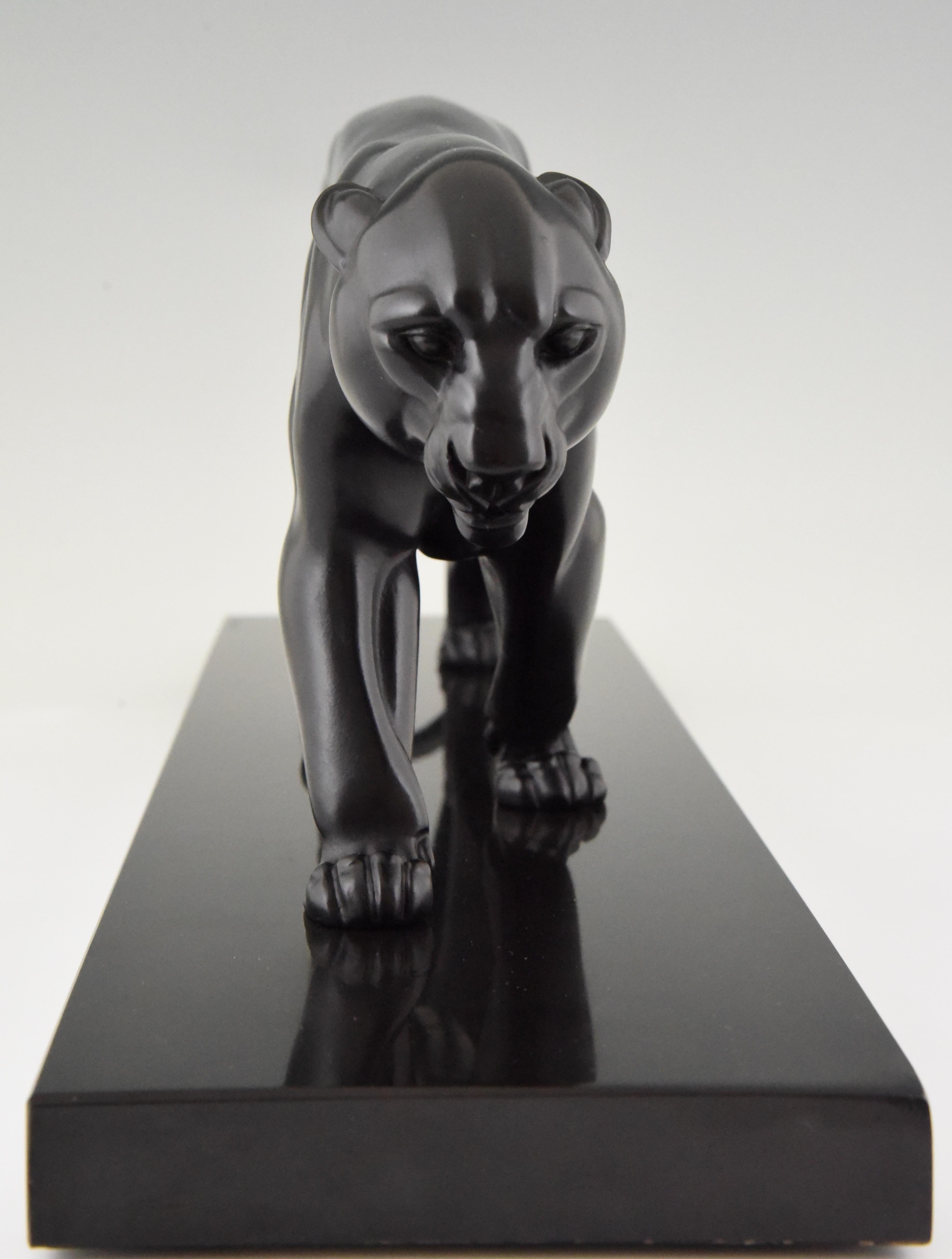 Irenée Rochard Art Deco Sculpture of a Black Panther, France, 1930 In Good Condition In Antwerp, BE