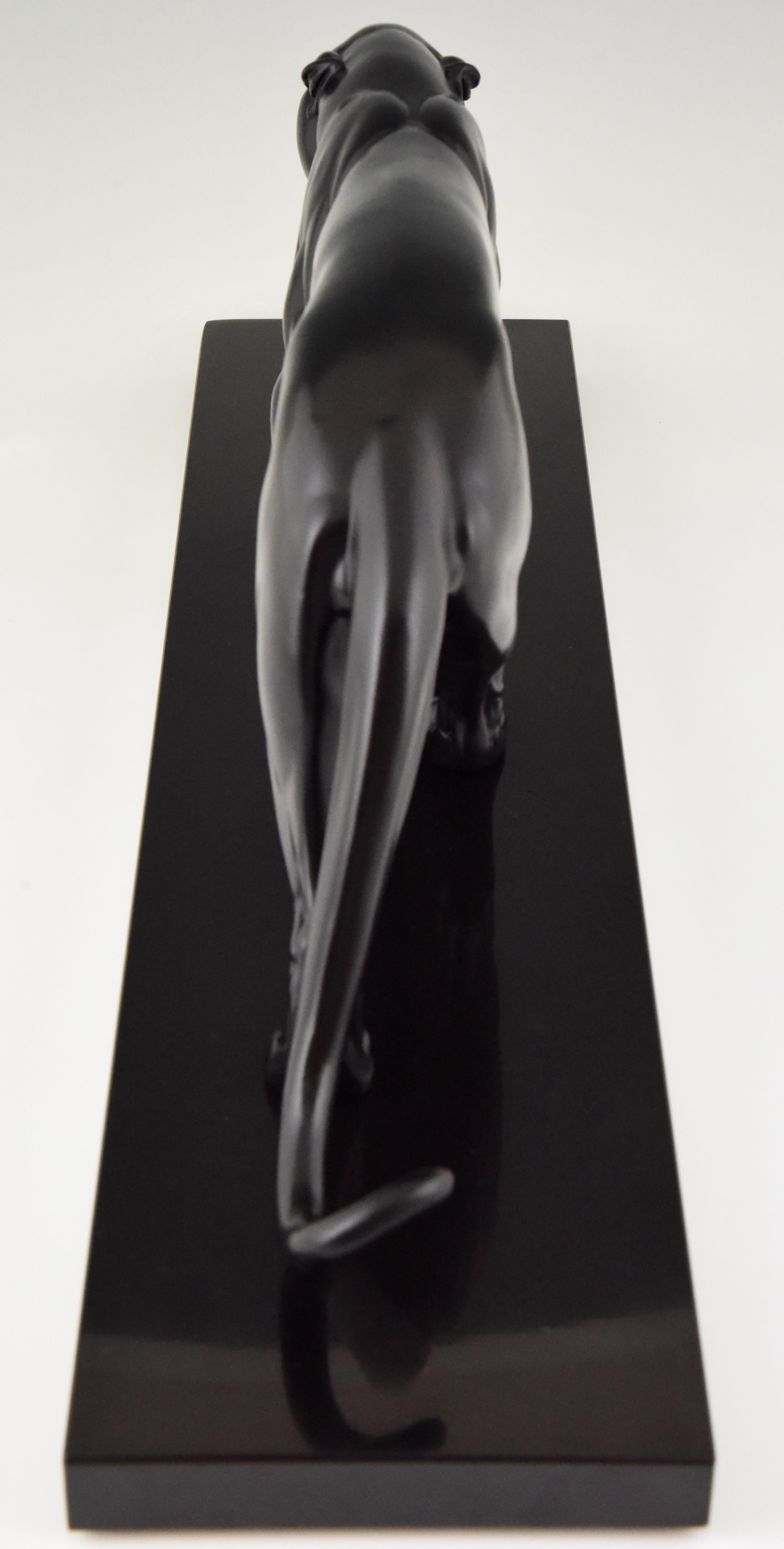 Irenée Rochard Art Deco Sculpture of a Black Panther, France, 1930 2