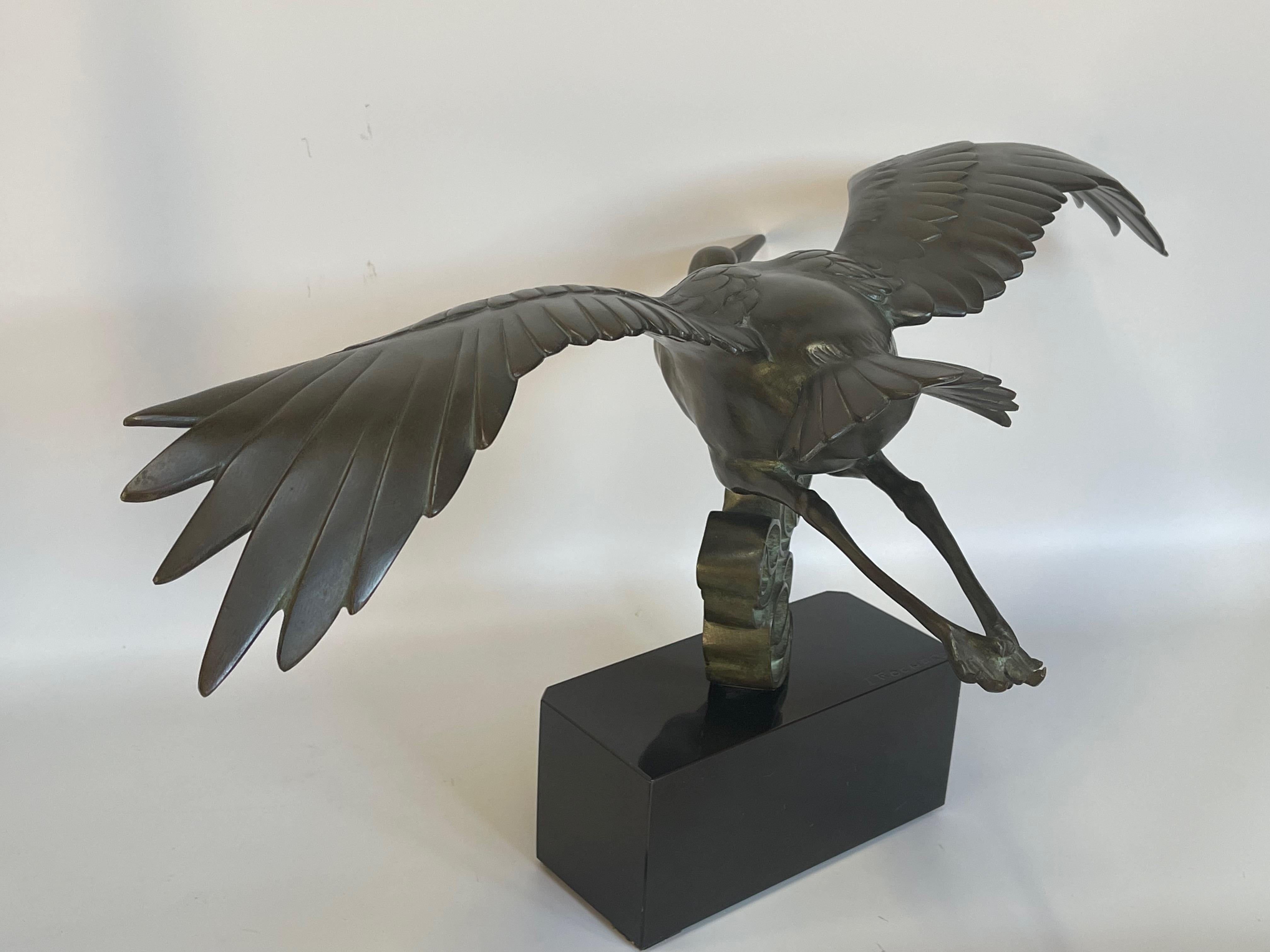 Irénée Rochard Bronze Art Deco Stork For Sale 5