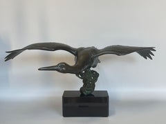 Irénée Rochard Bronze Art Deco Stork