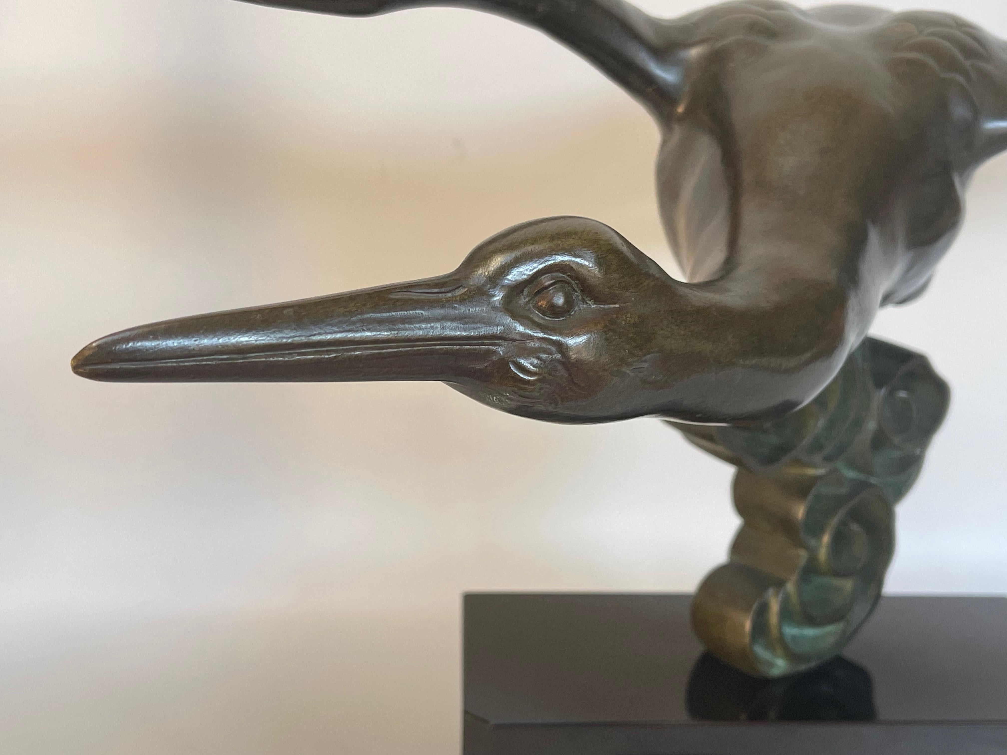 French Irénée Rochard Bronze Art Deco Stork For Sale