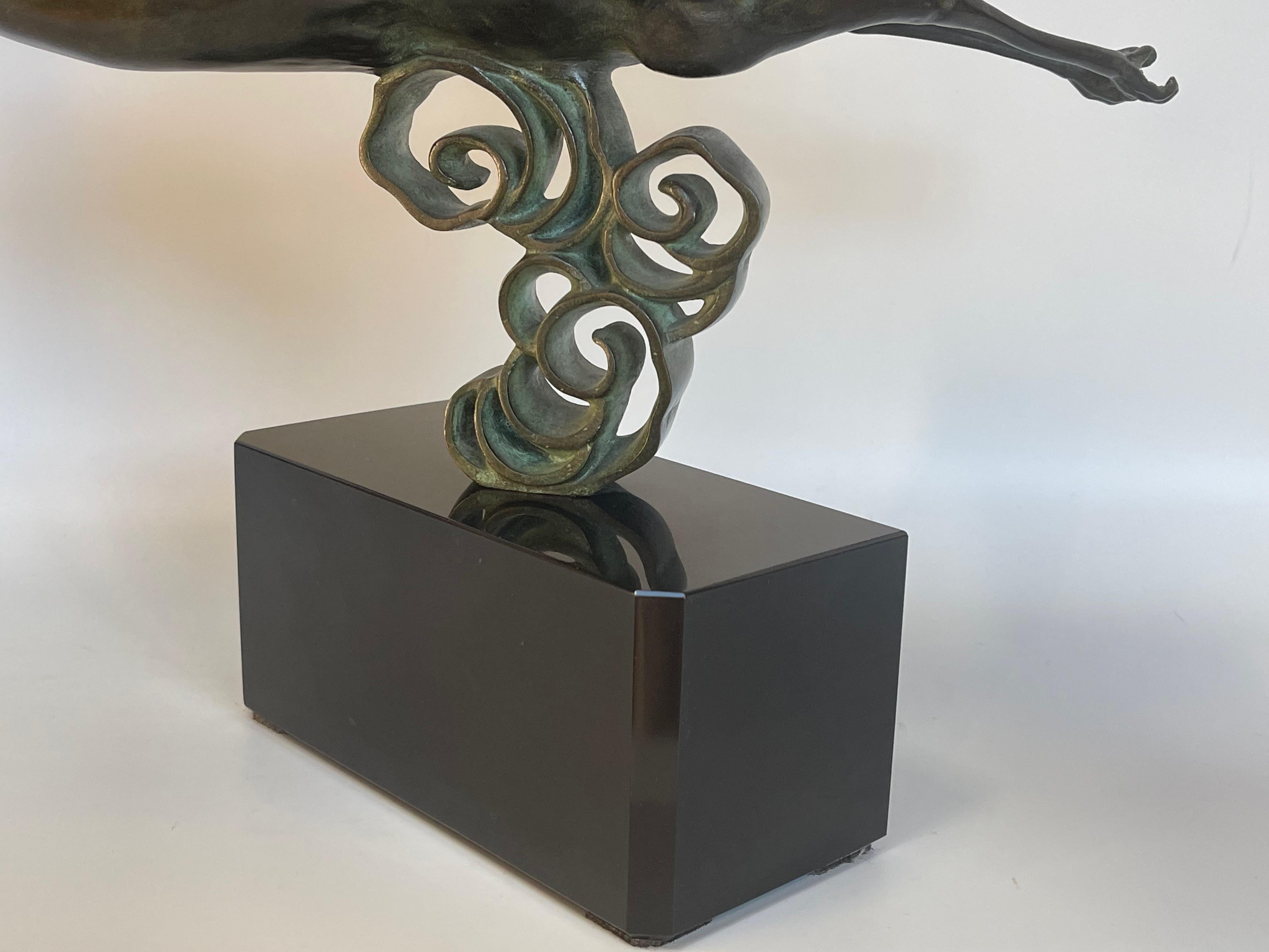 20th Century Irénée Rochard Bronze Art Deco Stork For Sale
