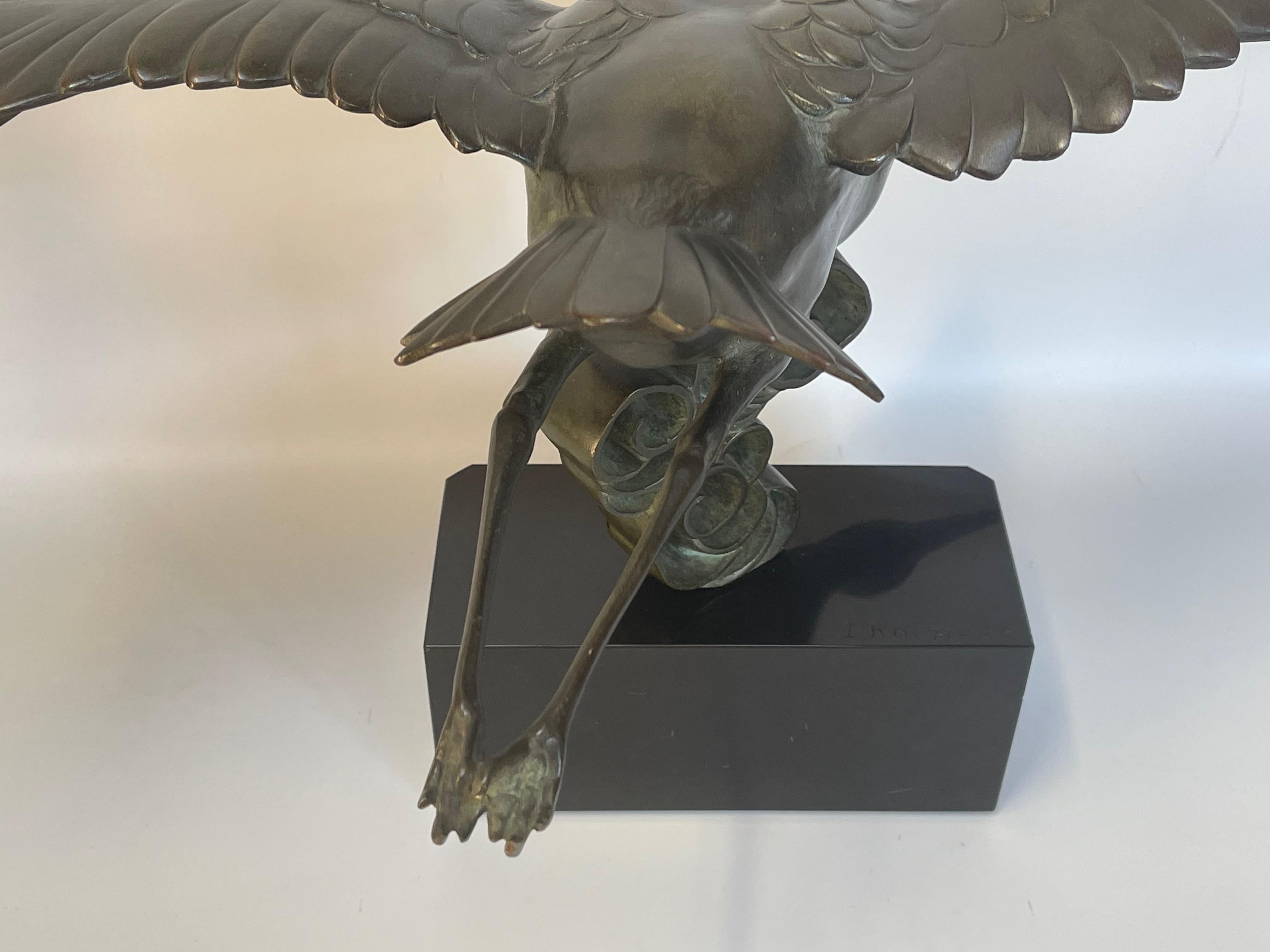 Irénée Rochard Bronze Art Deco Stork For Sale 3