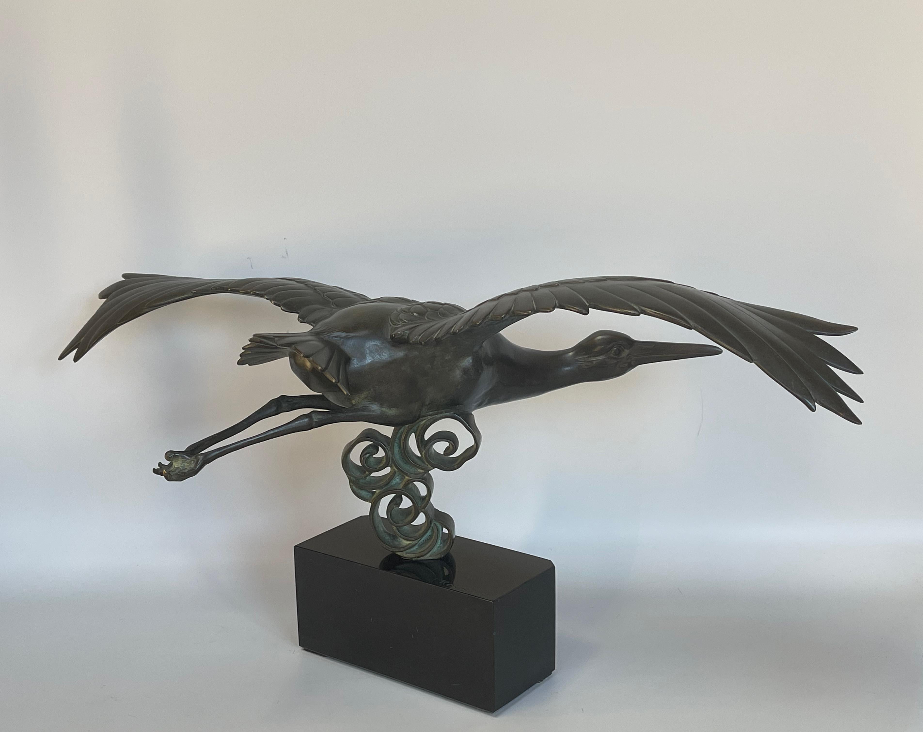 Irénée Rochard Bronze Art Deco Stork For Sale 4