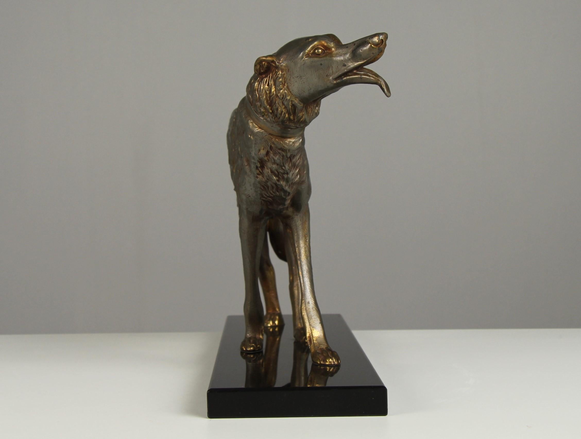 Mid-20th Century Irénée Rochard Greyhound Sculpture, Silver-Plated, Art Deco, France For Sale