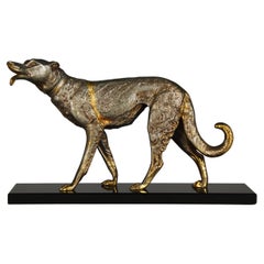 Irénée Rochard Greyhound Sculpture, Silver-Plated, Art Deco, France