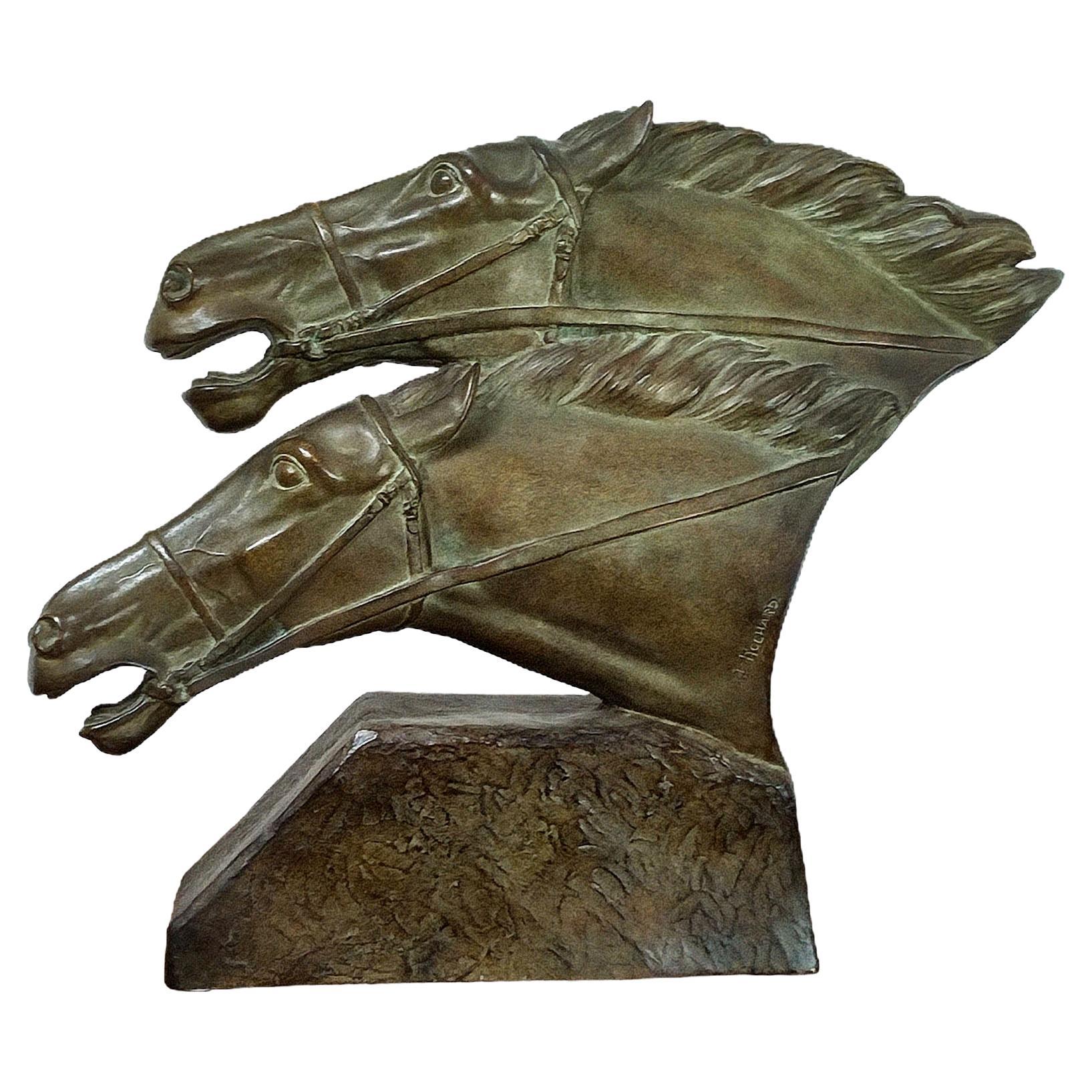 Ireneè Rochard Horse Heads in Motion, Sculpture, Reveyrolis, France For Sale