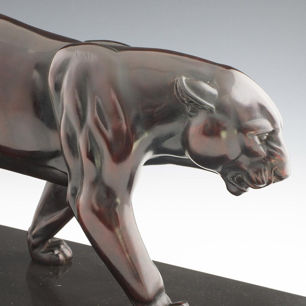 Irenee Rochard Original Art Deco Bronze Sculpture of a Striding Panther 4