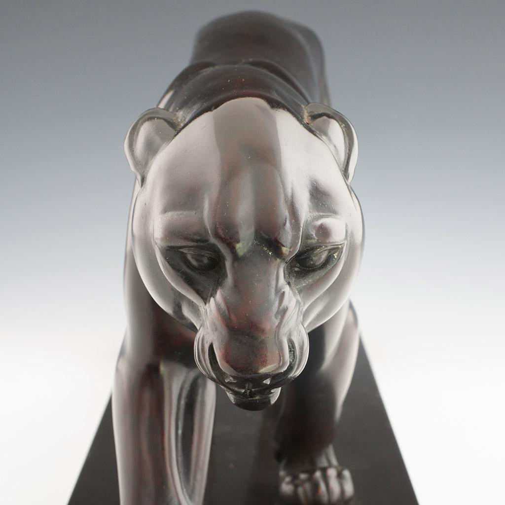 Irenee Rochard Original Art Deco Bronze Sculpture of a Striding Panther 5