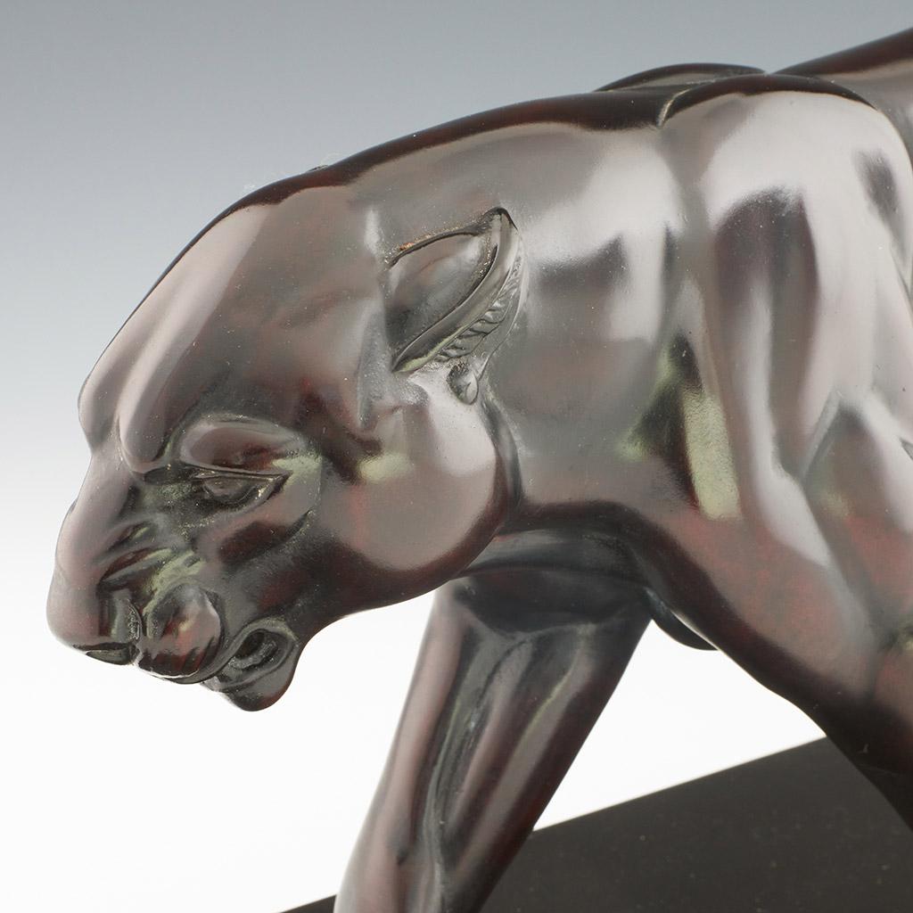 Irenee Rochard Original Art Deco Bronze Sculpture of a Striding Panther 2
