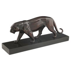 Irenee Rochard Original Art Deco Bronze Sculpture of a Striding Panther