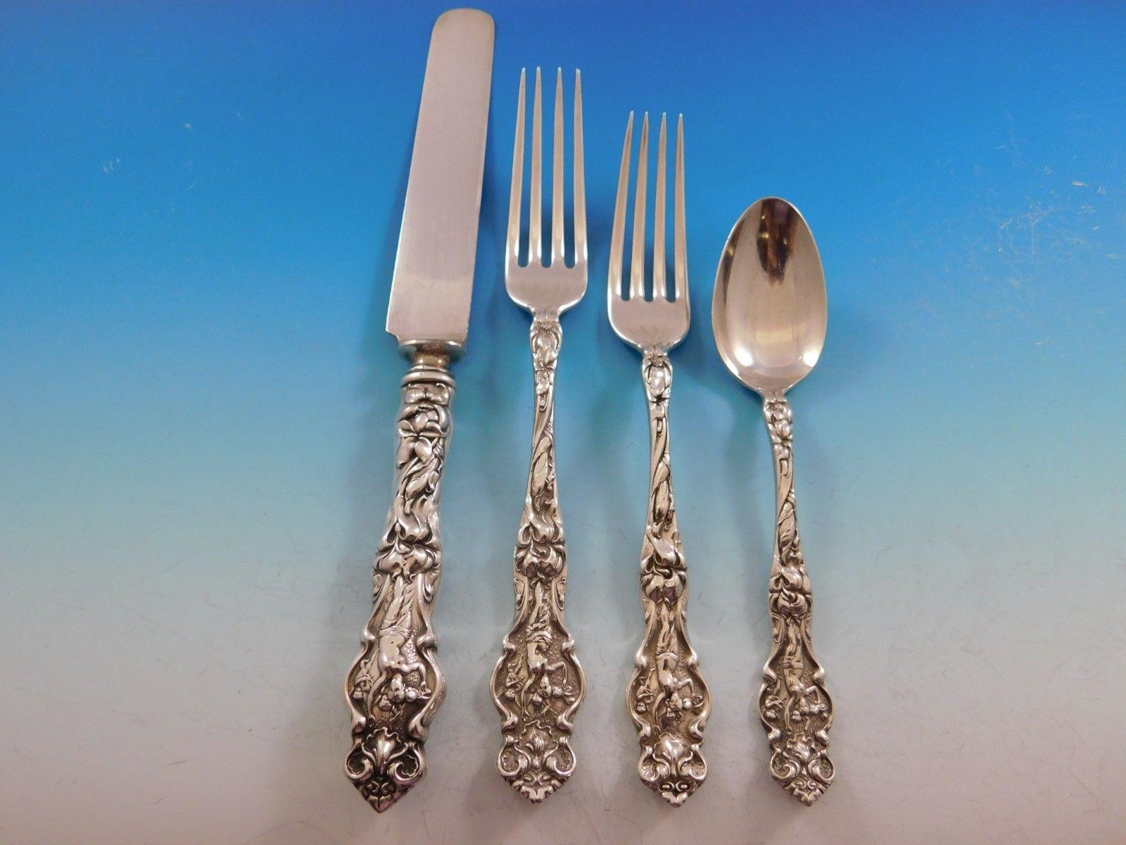 Irian by Wallace Sterling Silver Flatware Set for 8 Service Dinner Size 47 Pcs In Excellent Condition In Big Bend, WI