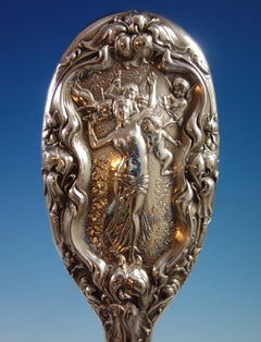 Irian by Wallace Sterling Silver Hair Brush Art Nouveau Figural