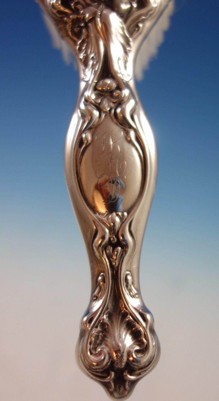 Irian by Wallace Sterling Silver Hair Brush Art Nouveau Figural In Good Condition In Big Bend, WI