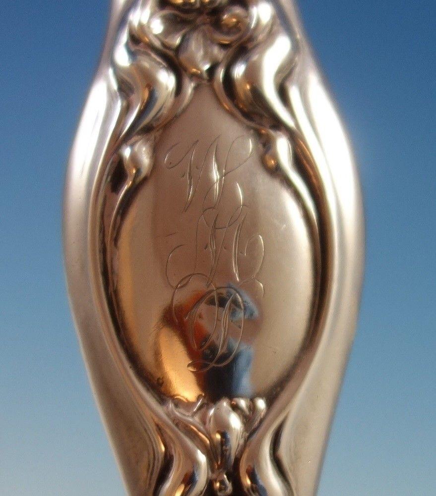 20th Century Irian by Wallace Sterling Silver Hair Brush Art Nouveau Figural