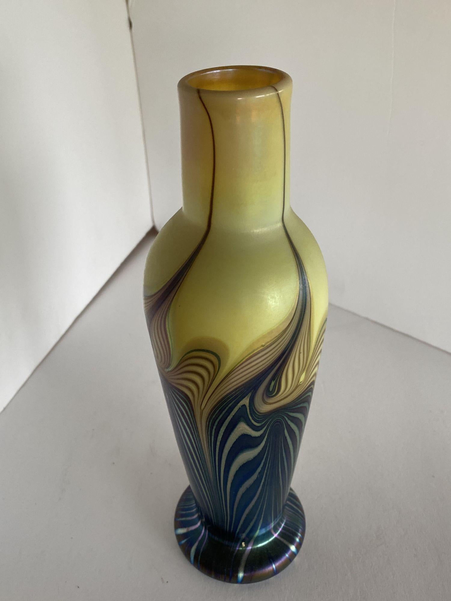 Iridescent 7 Color Art Glass Vase by Lundberg Studio 1