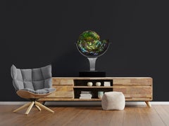 Ammolite irisée (Placenticeras costatum) sur base acrylique personnalisée, Crétacé