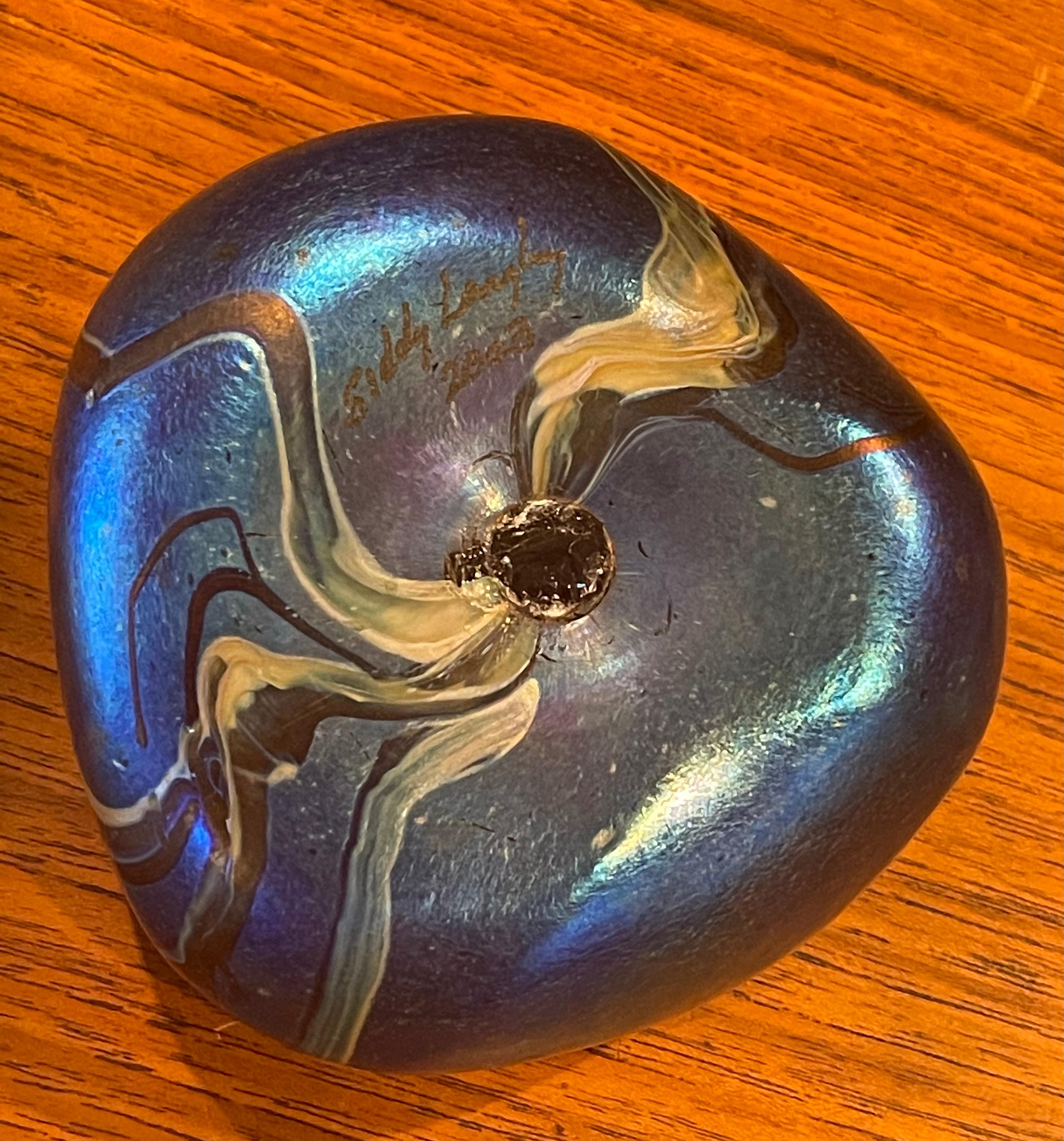 Iridescent Art Glass Paperweight by Siddy Langley For Sale 2