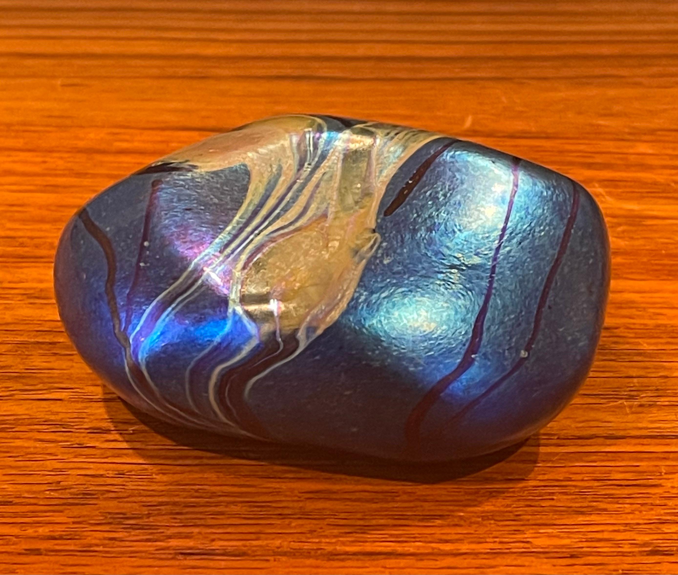 American Iridescent Art Glass Paperweight by Siddy Langley For Sale