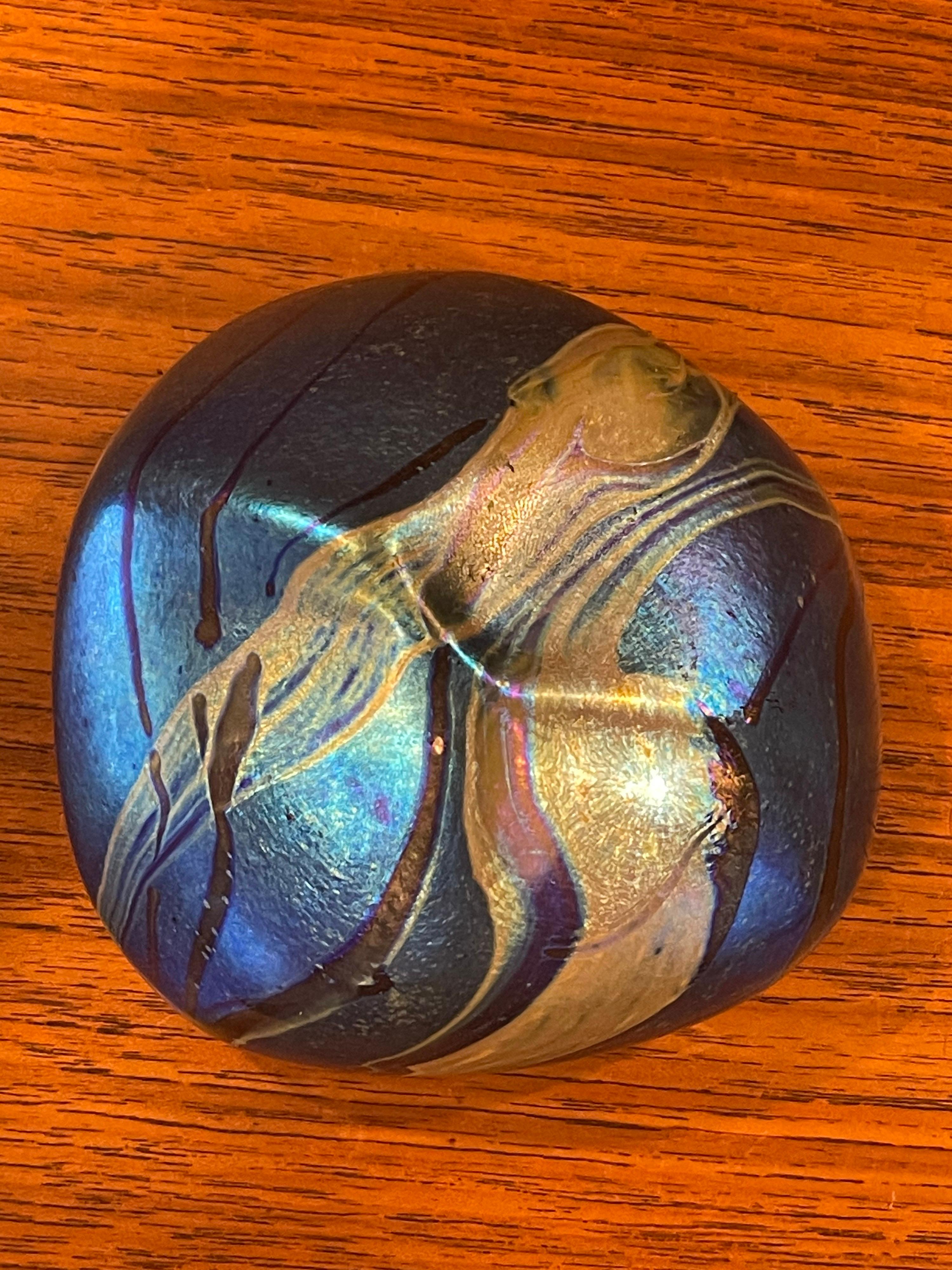 Contemporary Iridescent Art Glass Paperweight by Siddy Langley For Sale