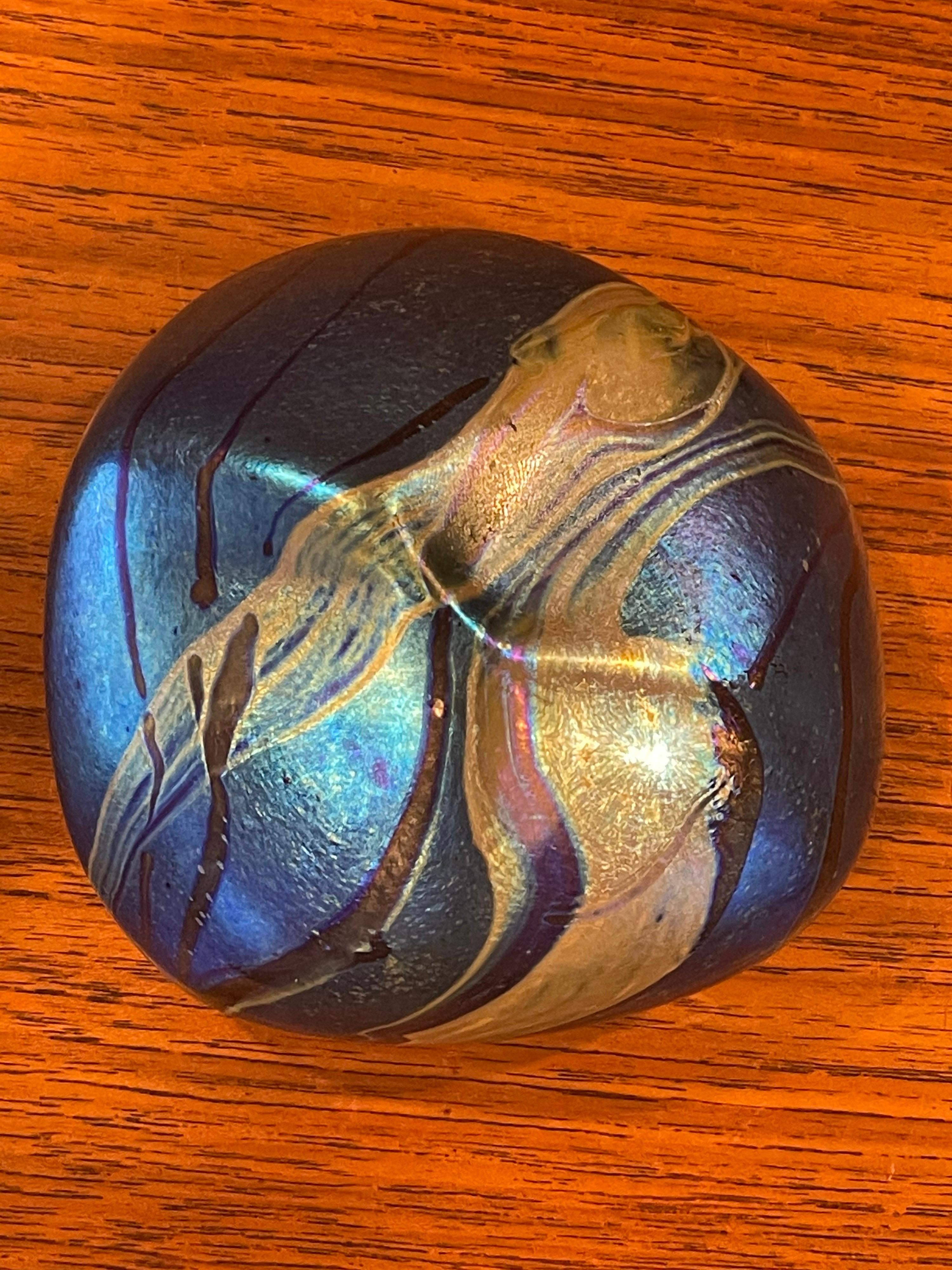 Iridescent Art Glass Paperweight by Siddy Langley For Sale 1