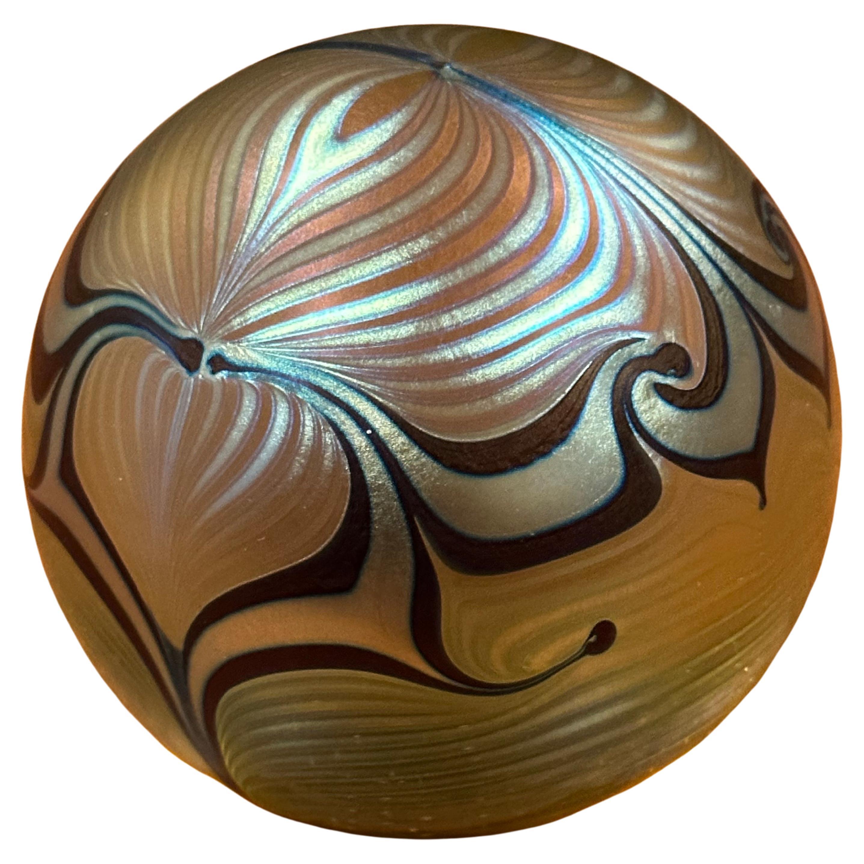 Iridescent Art Glass Paperweight by Steven Correia For Sale 4